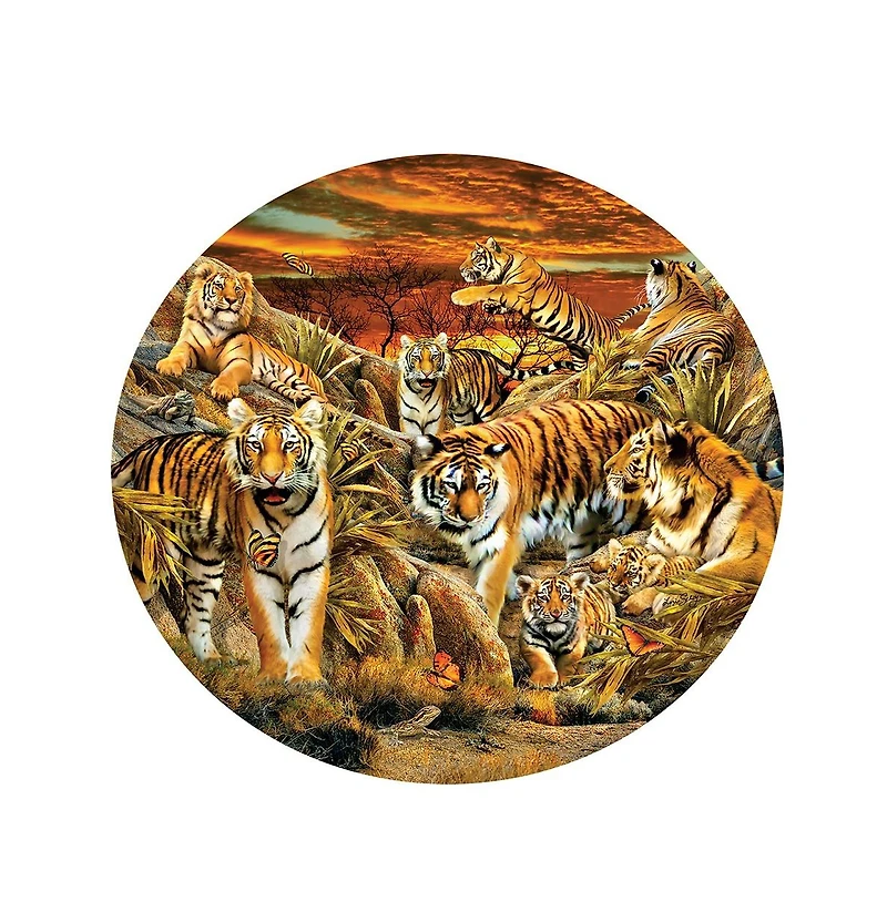 SunsOut Tigers Galore 500 piece Jigsaw Puzzle for Adults Round