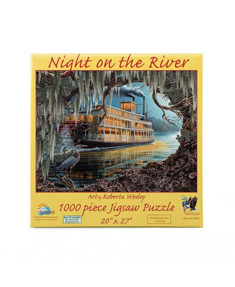 SunsOut NIght On the River 1000 piece Jigsaw Puzzle for Adults