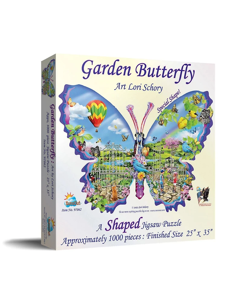 SunsOut Garden Butterfly 1000 piece Jigsaw Puzzle for Adults Special Shape