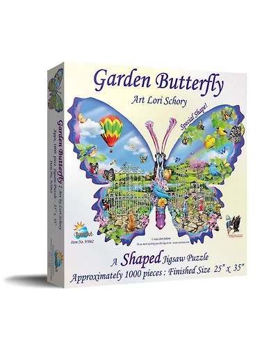 SunsOut Garden Butterfly 1000 piece Jigsaw Puzzle for Adults Special Shape
