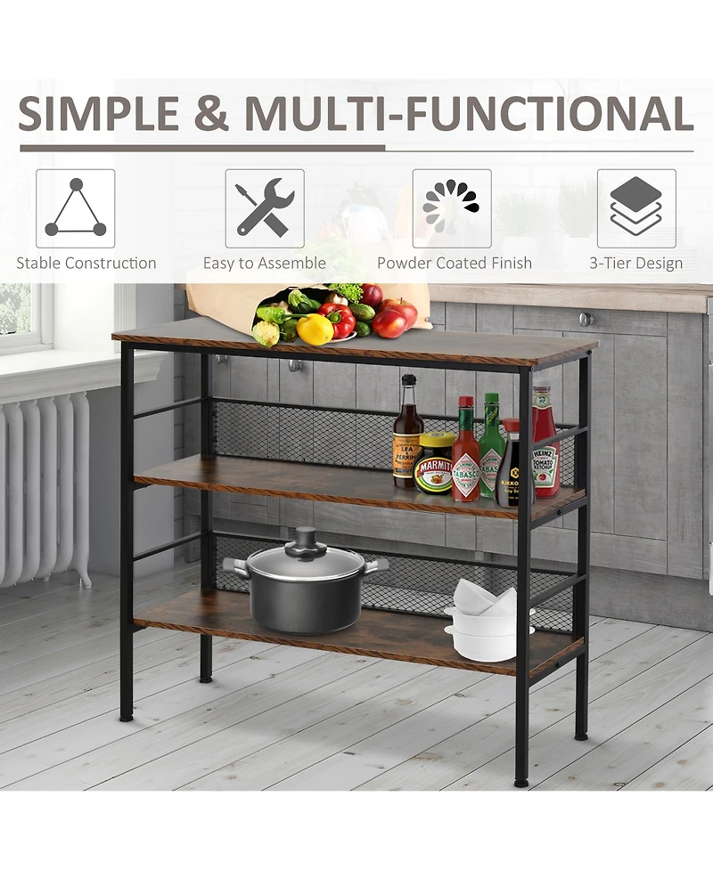 Homcom Three-Tier Storage Rack Foot Adjusted Multi-functional Space Saving