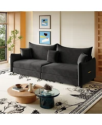 Maison Boucle 81.9'' Velvet Pull Out Sleeper Sofa Bed, 3-in-1 Convertible King Couch with Pillows, Modern Sofa for Living Room-Maison Boucle