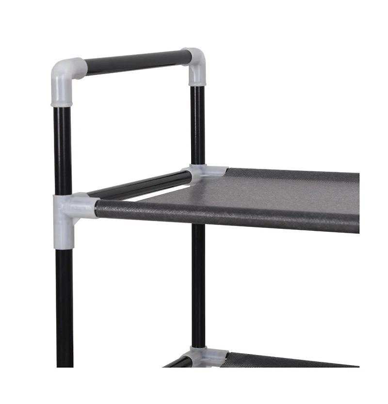 vidaXL Shoe Rack with 8 Shelves Metal and Non-woven Fabric Black