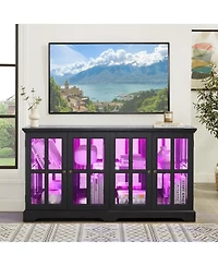 Streamdale Furniture Led Curio Cabinet with Glass Doors & Adjustable Shelves - Black