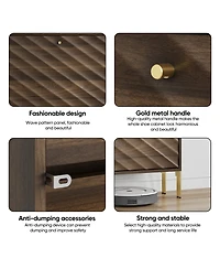 Streamdale Furniture 23.6" Walnut Shoe Cabinet, Mid-Century Modern Organizer