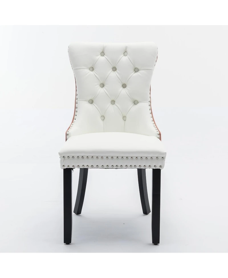 Streamdale FurnitureNikki Modern Tufted Dining Chair Set, White Pu/Pink Velvet