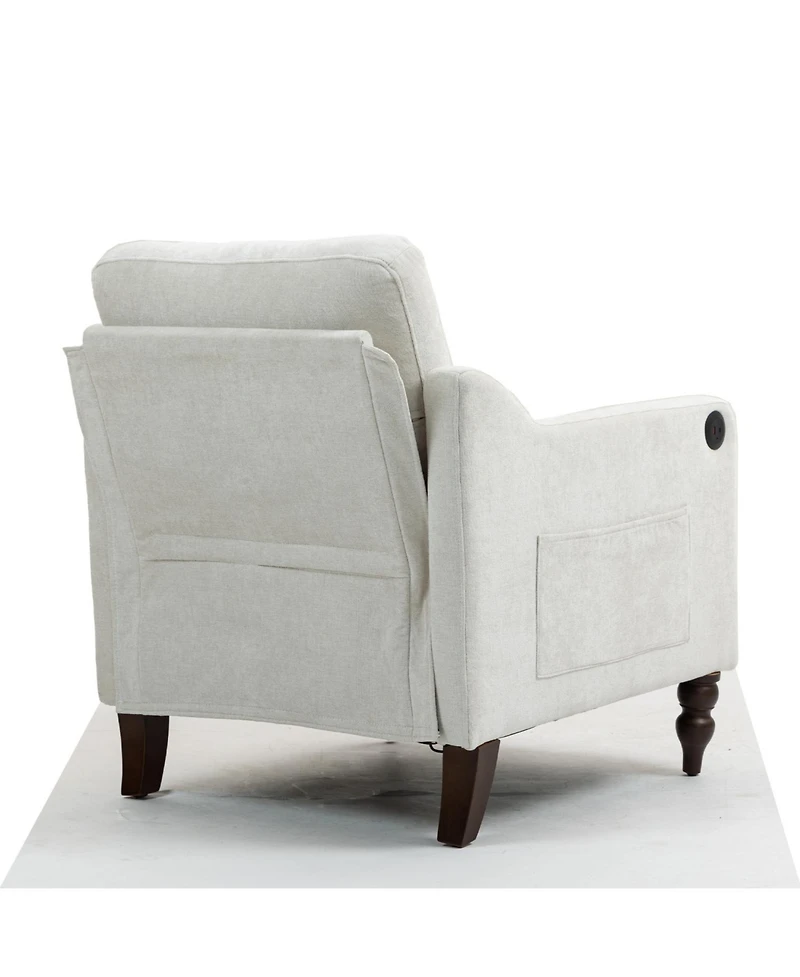 Streamdale Furniture Accent Chenille Chair w/ Usb Ergonomic Back Retro Legs