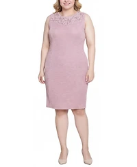 Ny Collection Plus Two Piece Novelty Knit and Lace Dress Set