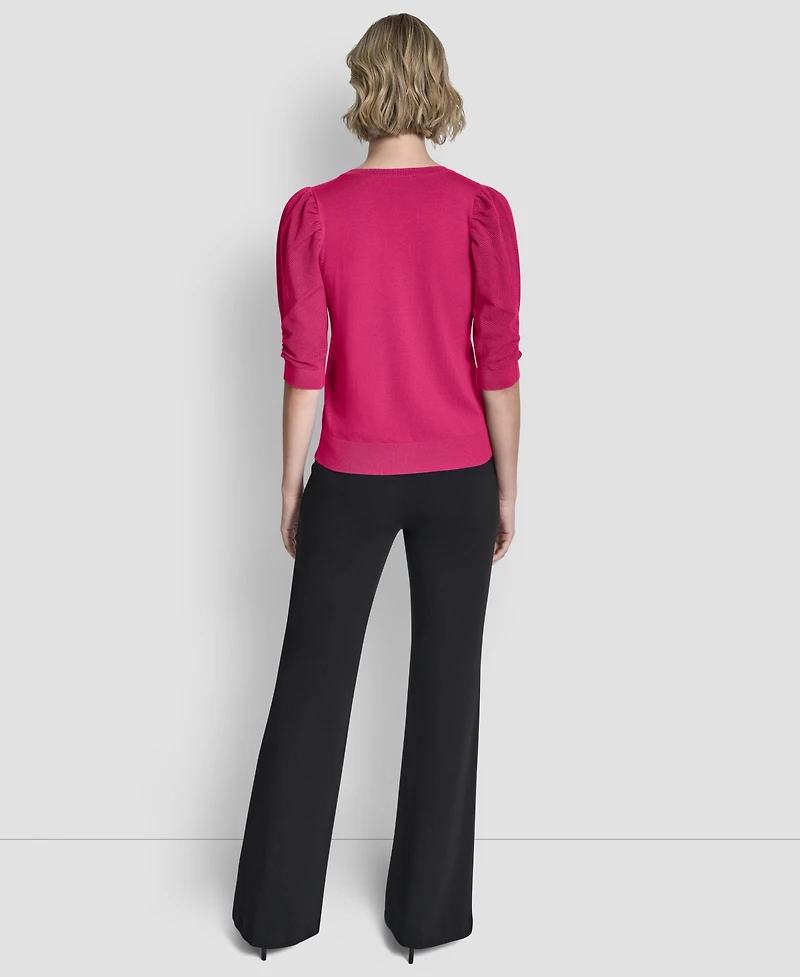 Dkny Women's Puff-Sleeve V-Neck Sweater