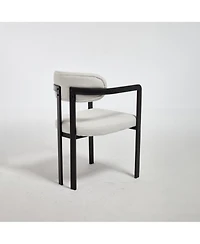 Streamdale Furniture Boucle Dining Chairs Set of 2, Mid-Century Modern, Black Metal Legs