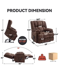 Streamdale Furniture Dual Motor Power Lift Recliner with Heat & Massage, 350 Lbs, Brown