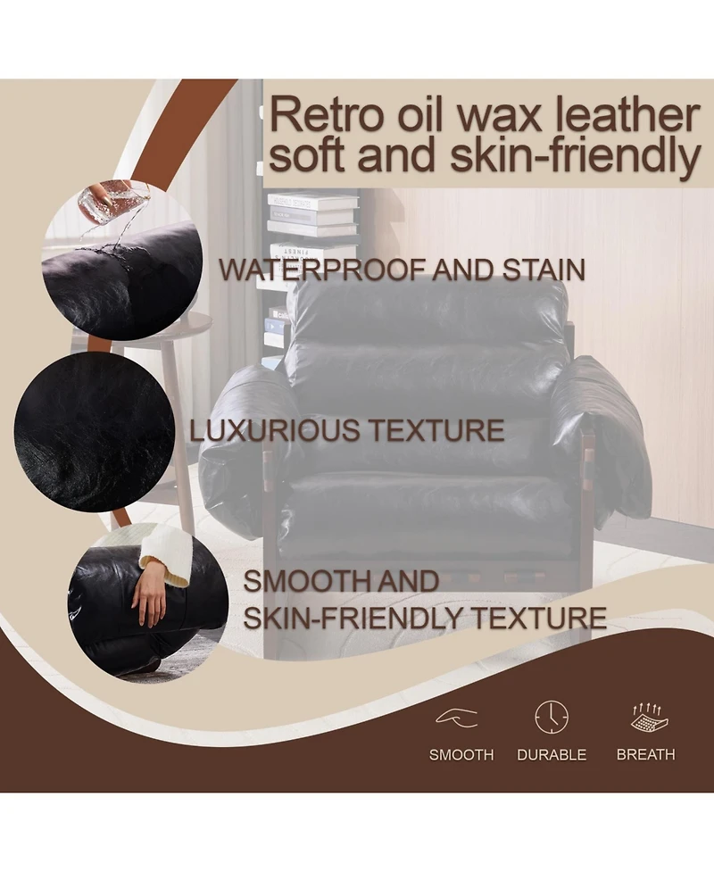 Streamdale Furniture Medieval Modern Leather Lounge Chair - Antique Black