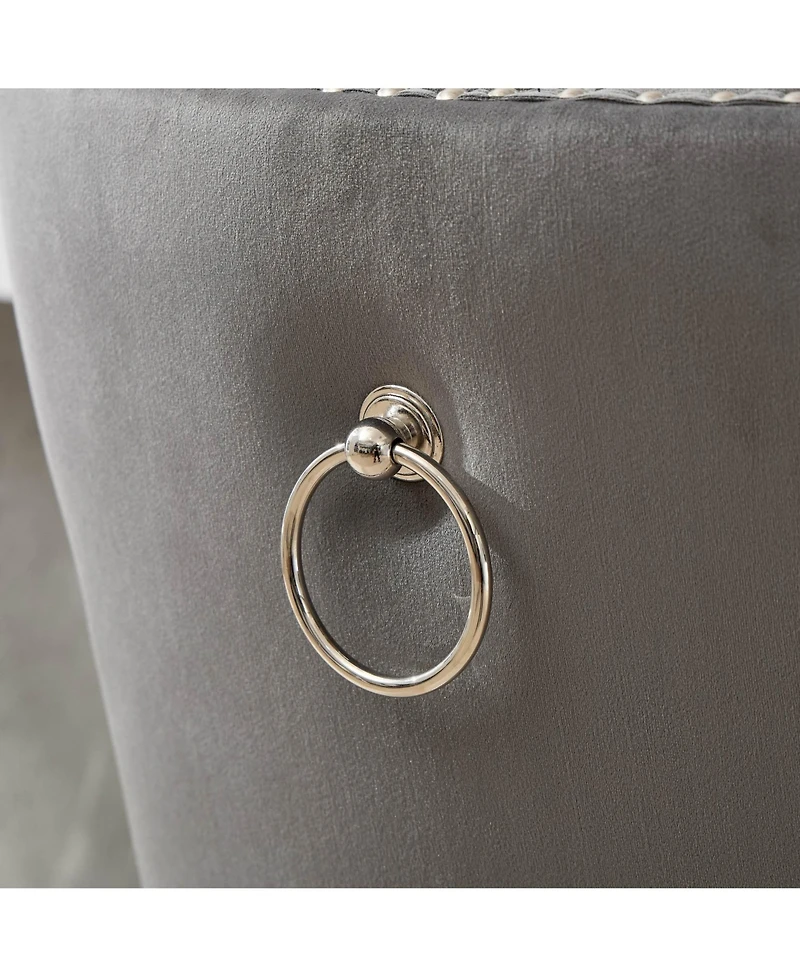 Streamdale Furniture Chrome Swivel Velvet Barstools, Adjustable Height, Tufted, Gray (Set of 2)