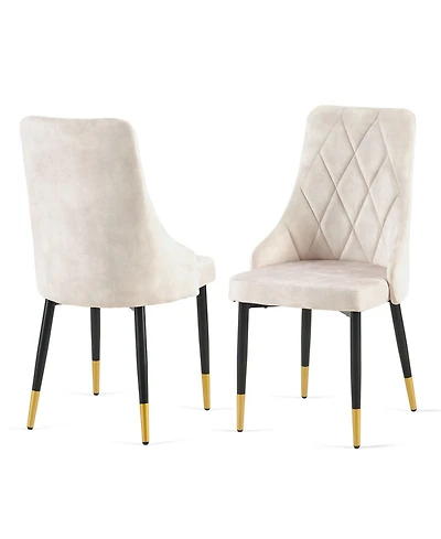 Streamdale Furniture Beige Dining Chairs Set of 2 Living Room Chair Modern Kitchen Armless Side Chair