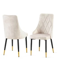 Streamdale Furniture Beige Dining Chairs Set of 2 Living Room Chair Modern Kitchen Armless Side Chair