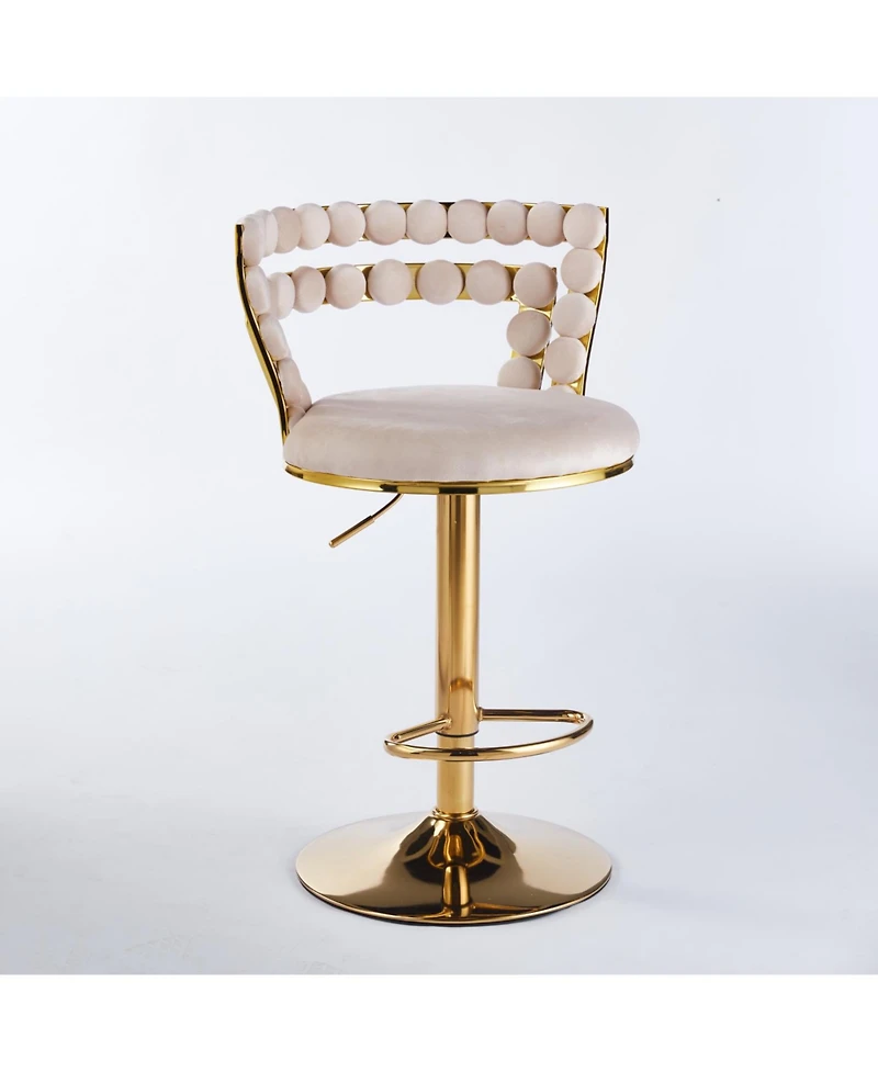Streamdale Furniture Modern White Bar Chairs (Set of 2) - Gold Legs
