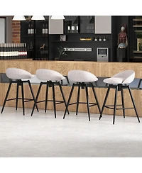 Gymax 25" Linen Upholstery Metal Frame Backrest, Footrest, 360° Swivel Seat, Comfortable Padding Set of 4 Bar Stools