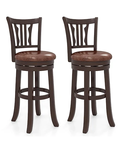 Gymax 30'' Bar Height Swivel Bar Stools Set of w/Back & Faux Leather Seat