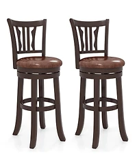 Gymax 30'' Bar Height Swivel Bar Stools Set of w/Back & Faux Leather Seat