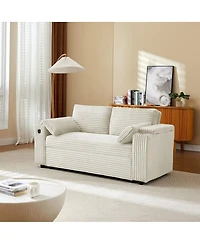 Maison Boucle 67" Pull-Out Sleeper Sofa Bed with Usb Port & Cup Holders, Convertible Loveseat Adjustable Backrest for Small Spaces-Maison Bo