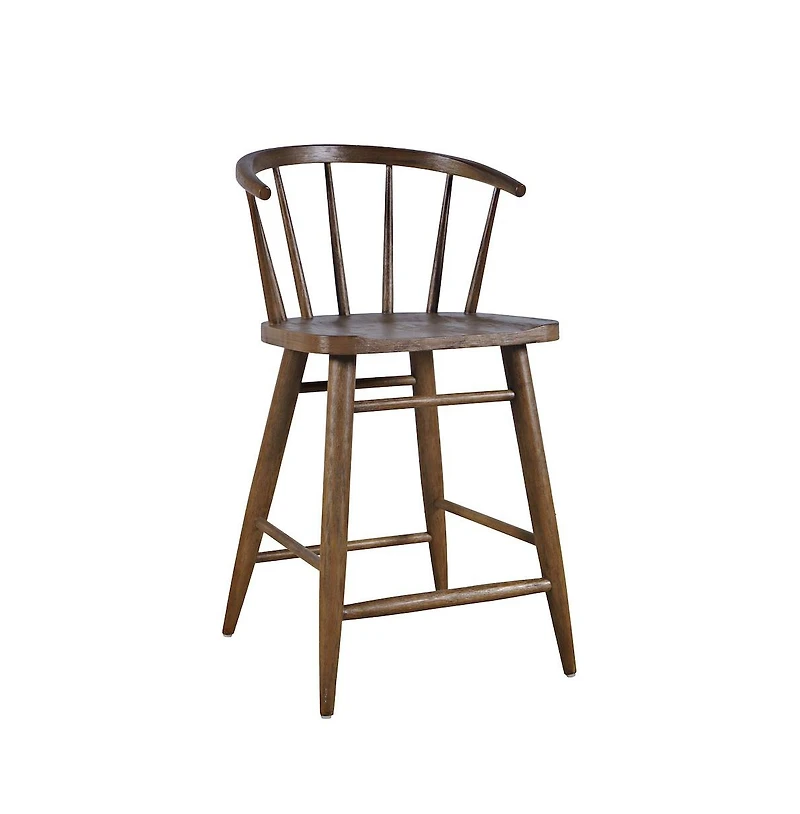 Jofran Fitz Traditional Solid Wood Curved Back Spindle Counter Stool