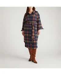 Universal Standard Women's Morgan Belted Stretch Flannel Shirtdress