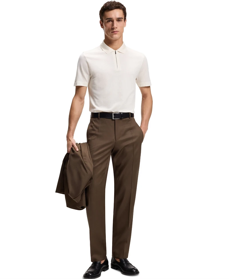 Boss by Hugo Men's Cotton Silk Zip-Neck Polo Shirt