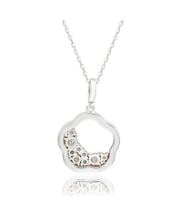 Suzy Levian New York Sterling Silver Pink Sapphire & Created White Sapphire Half Moon Cluster Flower Pendant