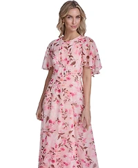 Calvin Klein Women's Short-Sleeve Smocked Printed Dress