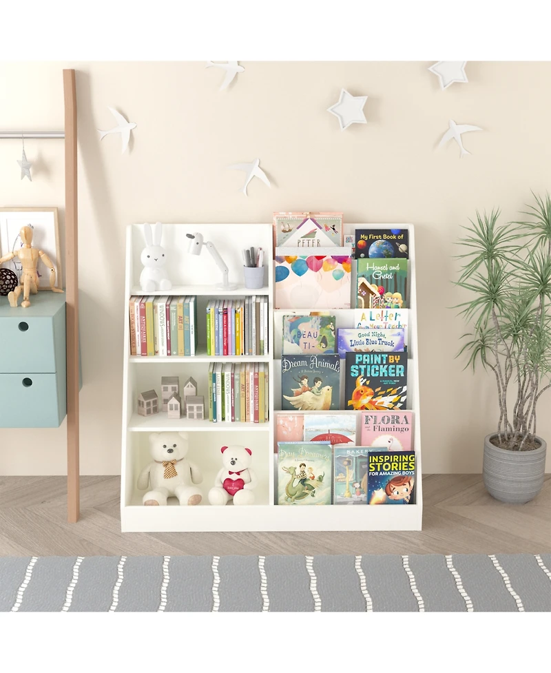 Streamdale Furniture Kids Bookcase & Toy Organizer, 4-Tier Wooden Storage