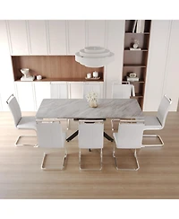 Streamdale Furniture Extendable Dining Table Set for 6-8 with Upholstered Chairs