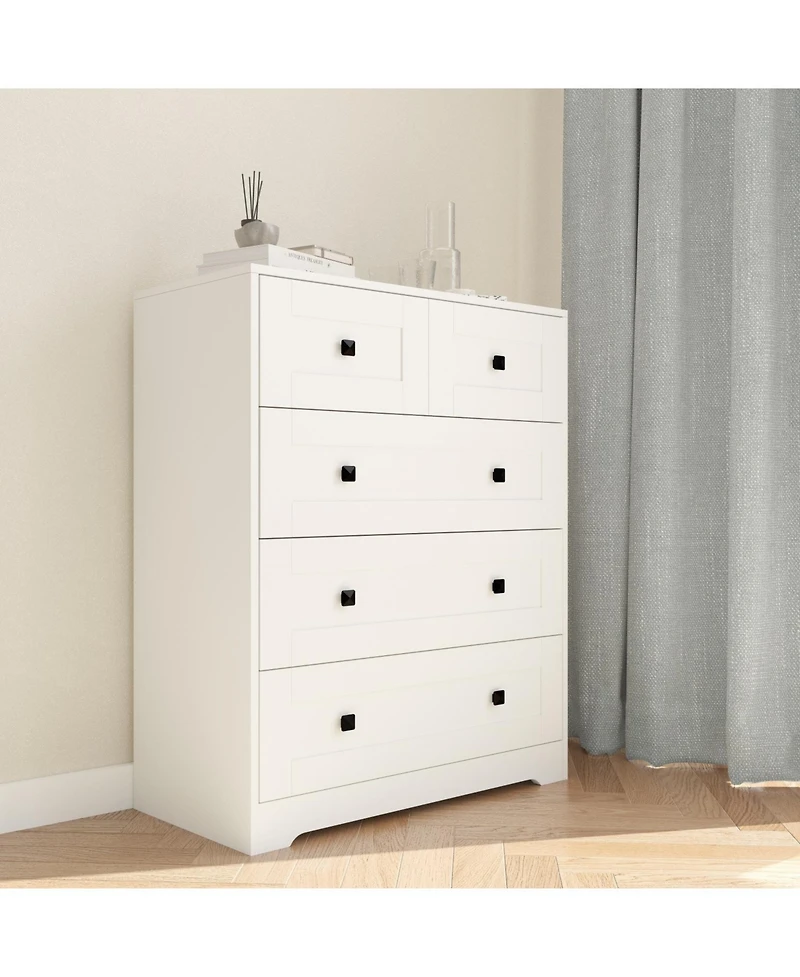 Streamdale Furniture Chest Of Drawer with 5 drawers white color farm door