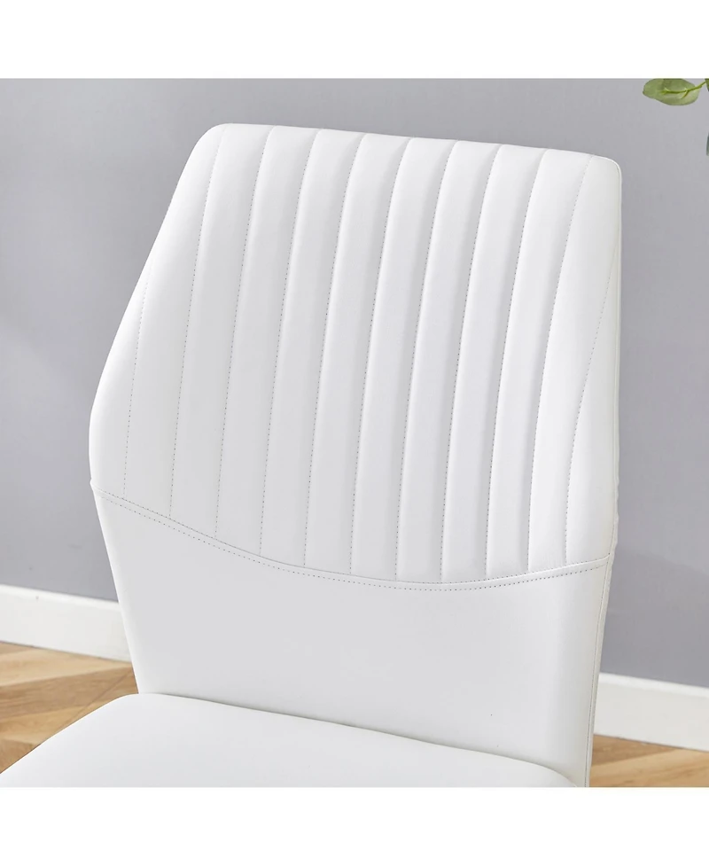 Streamdale Furniture Luxury Glass Dining Set - Gold Legs 4 White Pu Chairs