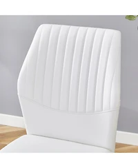 Streamdale Furniture Luxury Glass Dining Set - Gold Legs 4 White Pu Chairs