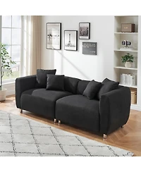 Streamdale Furniture 89" Black Sofa Metal Legs 3 Seater Solid Wood Frame & Pillows