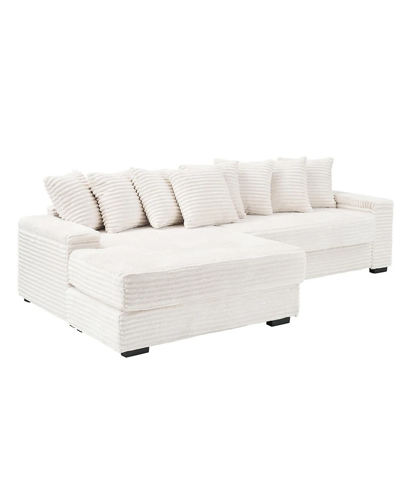 Streamdale Furniture Beige Flannelette Sofa with 8 Throw Pillows