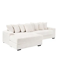 Streamdale Furniture Beige Flannelette Sofa with 8 Throw Pillows