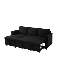 Streamdale Furniture Corduroy Sleeper Sectional Sofa with Storage Chaise