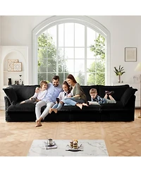 Streamdale Furniture Slipcovered L-Shape Sectional Sofa Black Corduroy