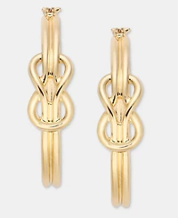On 34th Gold-Tone Knotted Hoop Medium Hoop Earrings, 1.47", Macy's Exclusive