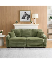 Streamdale Furniture 80" Folding Corduroy Sofa Bed w/ Cup Holder & Pillow - Green