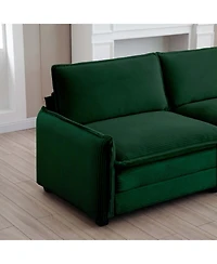 Streamdale Furniture Green Corduroy Two-Seater Sofa with Ottoman
