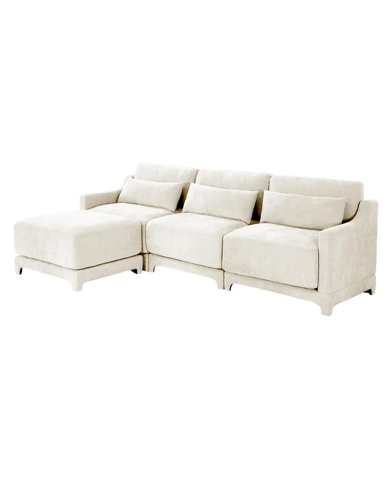 Streamdale Furniture Chenille 3-Seater Sofa w/ Ottomans
