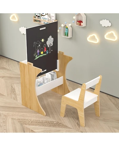 Streamdale Furniture Kids Wooden Table & Chair Set - Convertible Tabletop