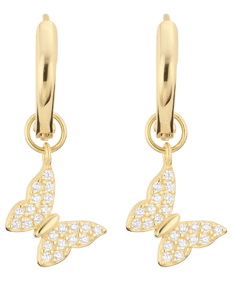 Macy's Cubic Zirconia Butterfly Charm Dangle Huggie Hoop Earrings