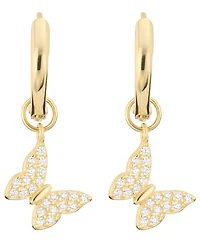 Macy's Cubic Zirconia Butterfly Charm Dangle Huggie Hoop Earrings