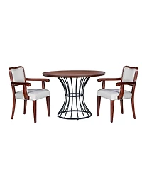 Streamdale Furniture 42" Round Oak Dining Set- Table & 2 Walnut Armchairs