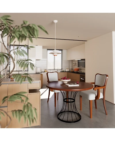 Streamdale Furniture 42" Round Oak Dining Set- Table & 2 Walnut Armchairs