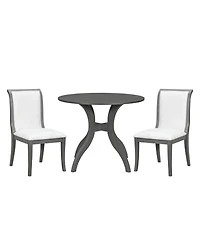 Streamdale Furniture Oak Gray Round Dining Set- 39.4" Table + 2 Chairs
