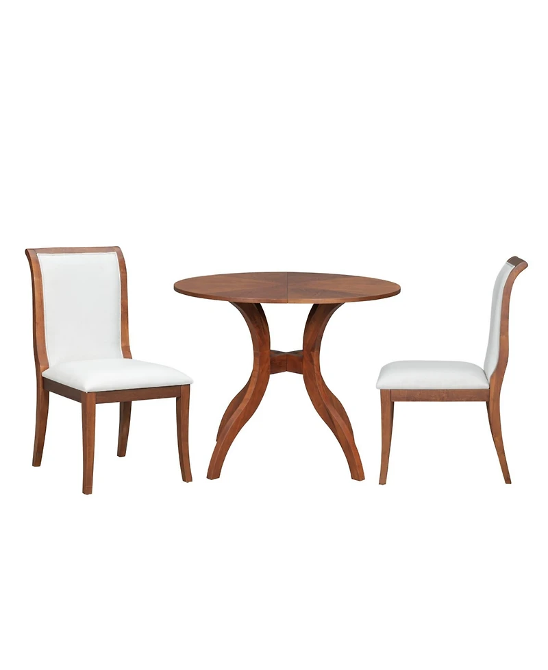 Streamdale Furniture Walnut Round Dining Set- 39.4" Table + 2 Chairs